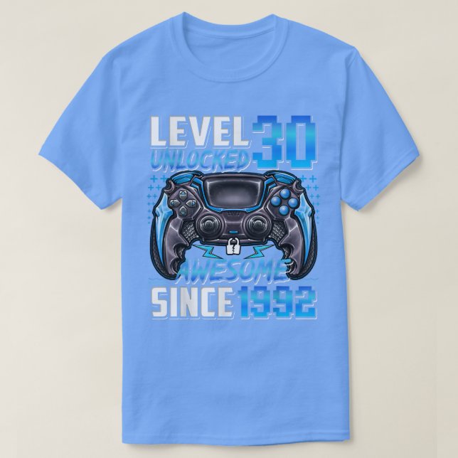 Camiseta Level 30 Unlocked Awesome Since 1992 30th Birthday (Diseño del anverso)