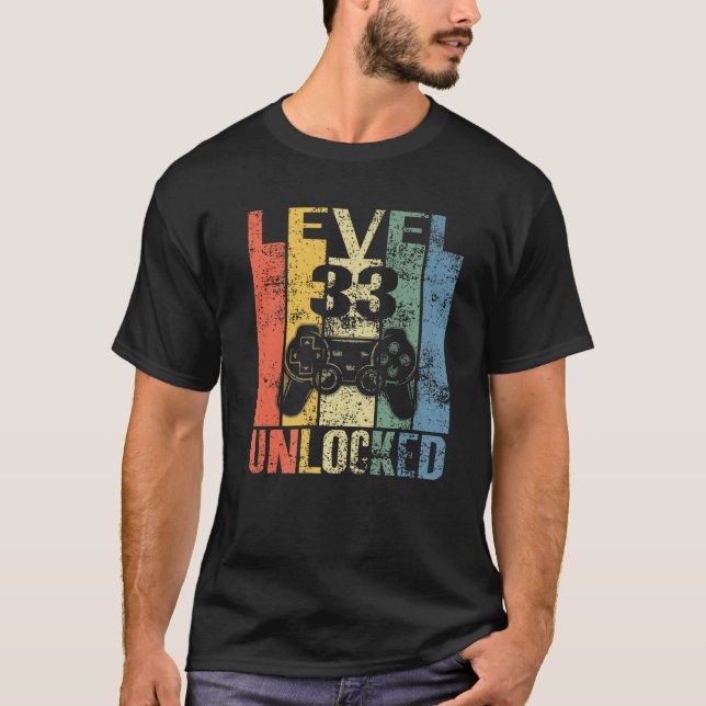 Camiseta Level 33 Unlocked 33Rd Birthday Gift For Video Gam (Anverso)