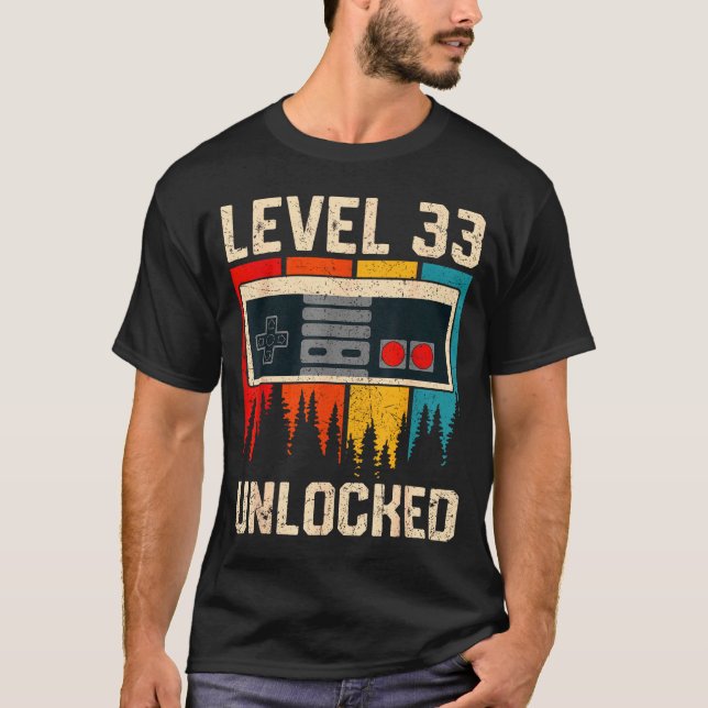 Camiseta Level 33 Unlocked Video Game Controller Birthday M (Anverso)