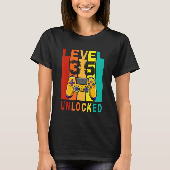 Camiseta Level 35 Unlocked   Video Gamer 35th Birthday (Anverso)