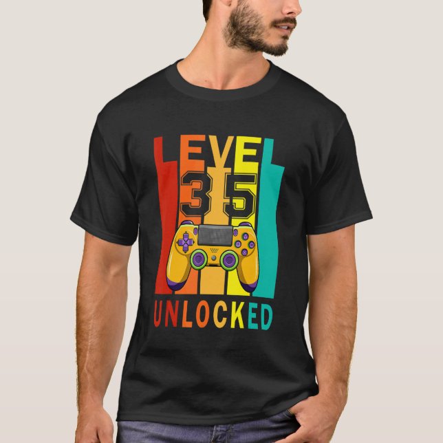 Camiseta Level 35 Unlocked   Video Gamer 35th Birthday (Anverso)