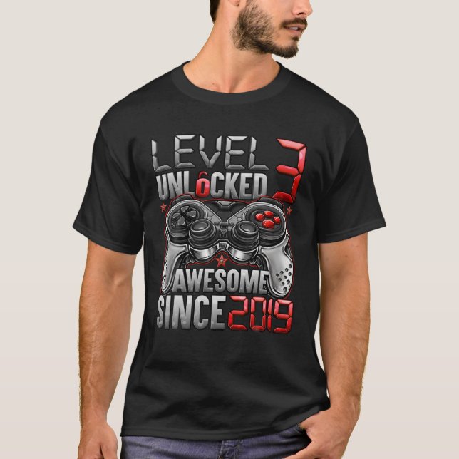 Camiseta Level 3 Unlocked Awesome Since 2019 3Rd Birthday G (Anverso)