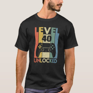Camiseta Level 40 Desbloqueado Gracioso Video Gamer 40 Cump