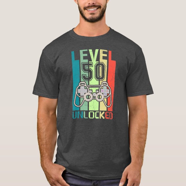 Camiseta Level 50 Unlocked Video Gamer 50th Birthday Gifts (Anverso)