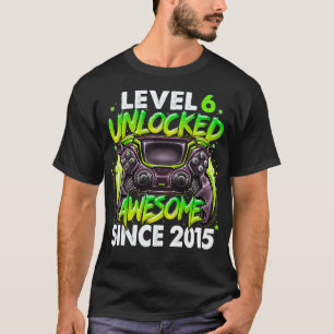 Camiseta Level 6 Unlocked Awesome Since 2015 6th Birthday G
