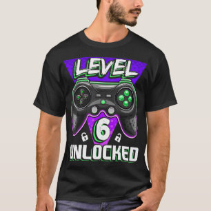 Camiseta Level 6 Unlocked Video Game 6th Birthday Gamer Gif