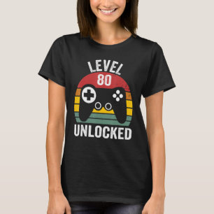 Camiseta Level 80 Unlocked 80th Birthday Awesome Years Game