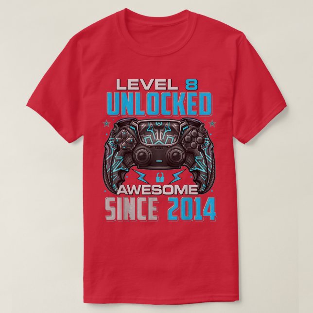 Camiseta Level 8 Unlocked Awesome Since 2014 8th Birthday G (Diseño del anverso)