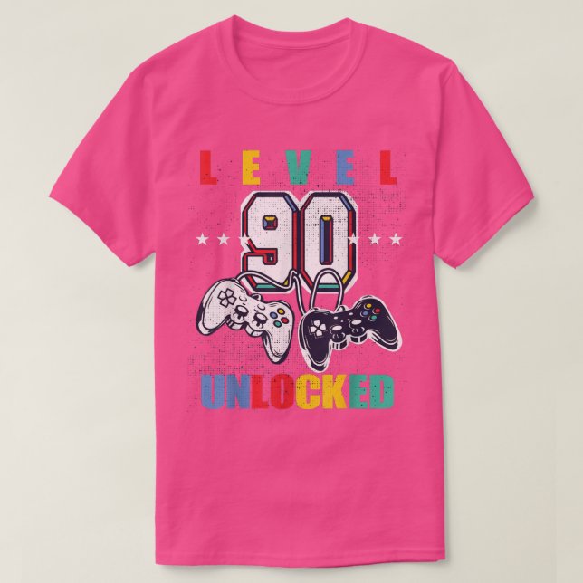 Camiseta Level 90 Unlocked Grny Video Game 90th Birthday M (Diseño del anverso)