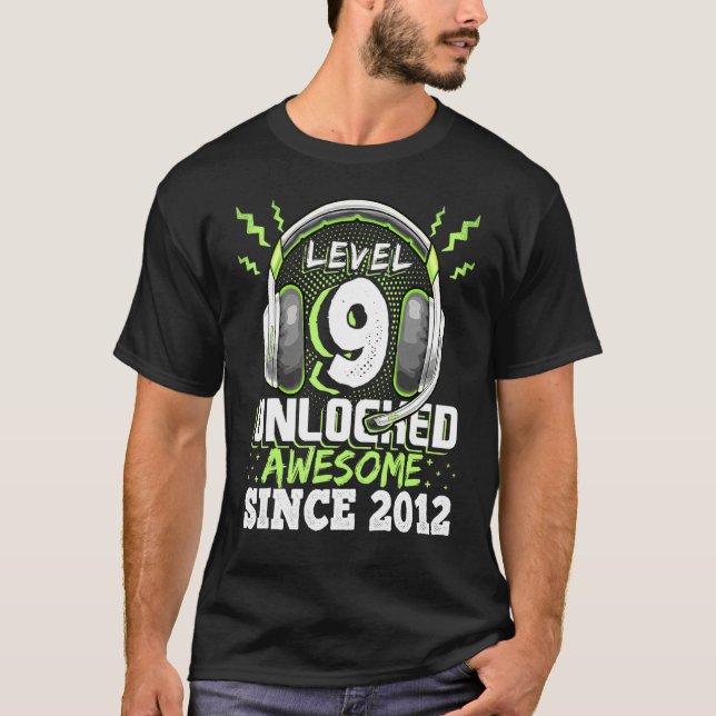 Camiseta Level 9 Unlocked Awesome 2012 Video Game 9th Birth (Anverso)