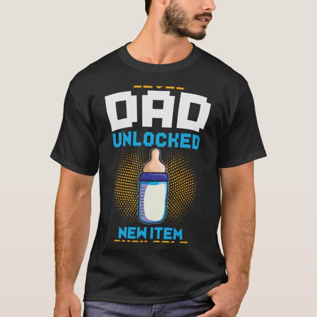 Camiseta Level Dad Unlocked Pregnancy Announcement Gamer Fa (Anverso)