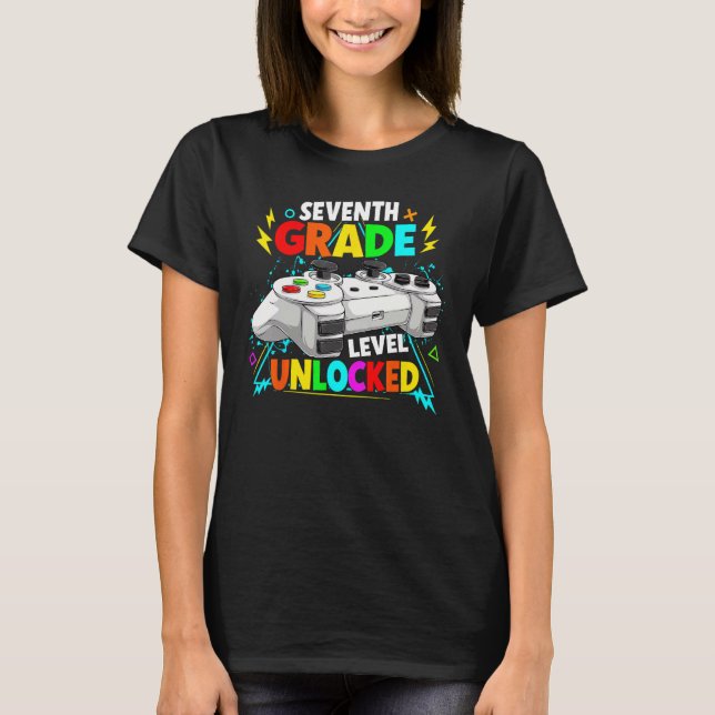 Camiseta Level Unlocked 7th Grade Video Game 7th Grade Cont (Anverso)