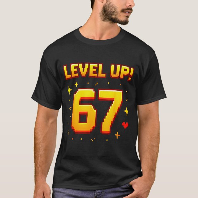 Camiseta Level Up 67 Funny Gaming 6 7 Meme Gen Alpha Slang  (Anverso)