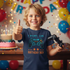 Camiseta Level Up Birthday Boy Gamer Kids T-Shirt