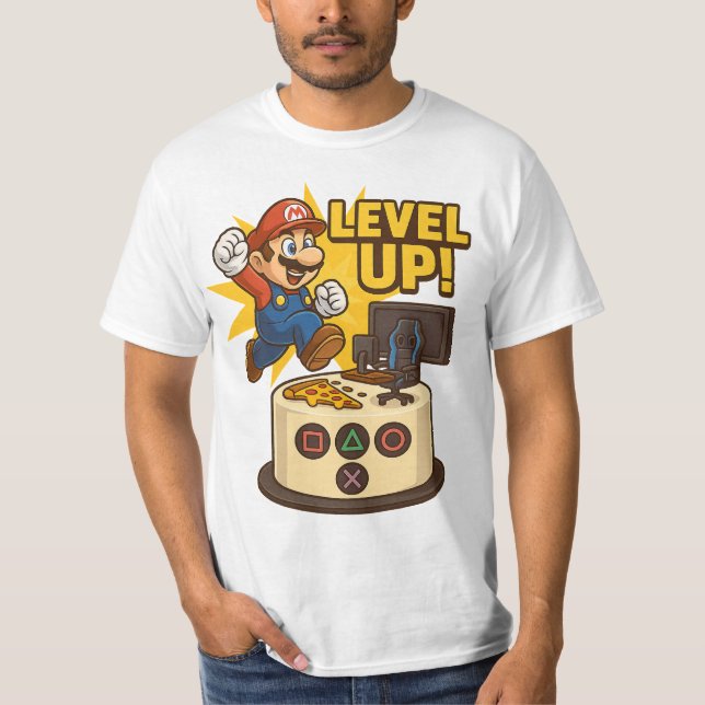 Camiseta “Level Up – Gamer Birthday T-Shirt” (Anverso)