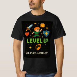 Camiseta Level Up Gamer Men’s T-Shirt – Pixel Retro Style