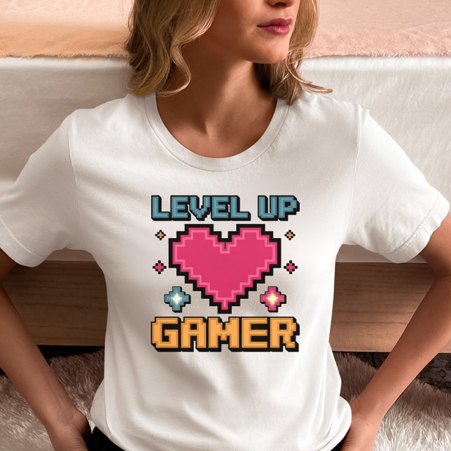 Camiseta Level Up Gamer Pixel Heart (Subido por el creador)