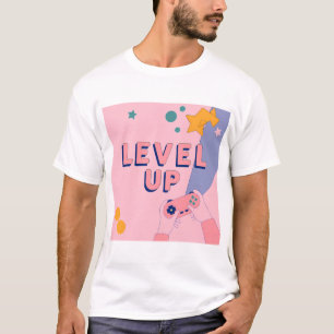 Camiseta "Level Up" Gaming Illustration with Controller