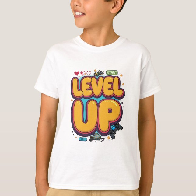 Camiseta Level Up! Gaming Motivation & Achievement (Anverso)