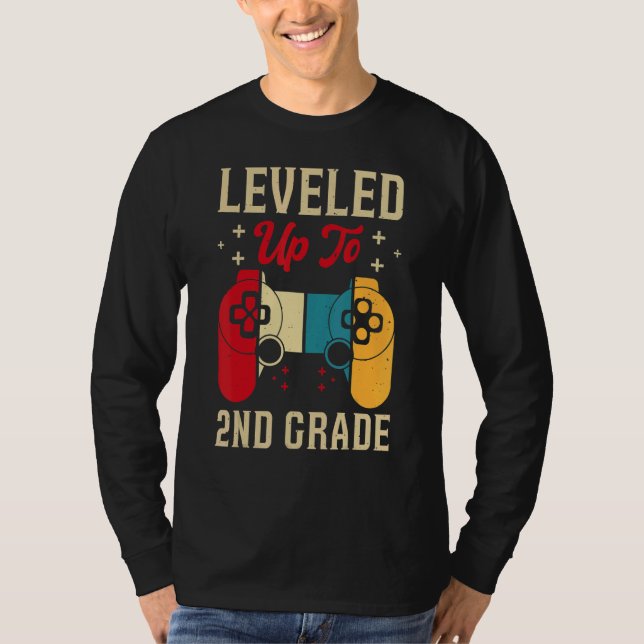 Camiseta Leveled Up To 2nd Grade Gamer Back To School First (Anverso)