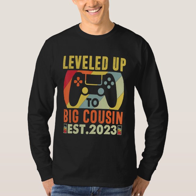 Camiseta Leveled Up To Big Cousin 2023 Gaming Pregnancy Ann (Anverso)