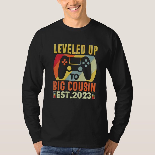 Camiseta Leveled Up To Big Cousin 2023 Gaming Pregnancy Ann (Anverso)
