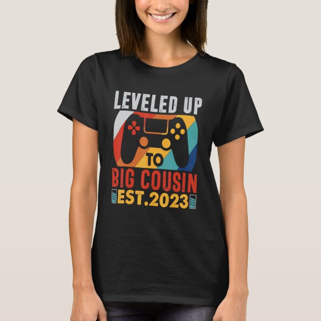 Camiseta Leveled Up To Big Cousin 2023 Gaming Pregnancy Ann (Anverso)