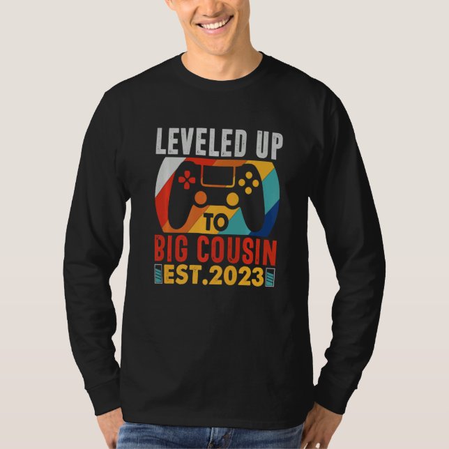 Camiseta Leveled Up To Big Cousin 2023 Gaming Pregnancy Ann (Anverso)