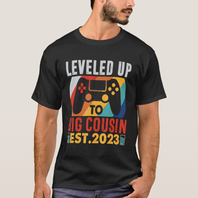 Camiseta Leveled Up To Big Cousin 2023 Gaming Pregnancy Ann (Anverso)