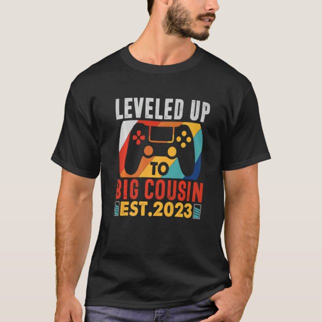 Camiseta Leveled Up To Big Cousin 2023 Gaming Pregnancy Ann (Anverso)