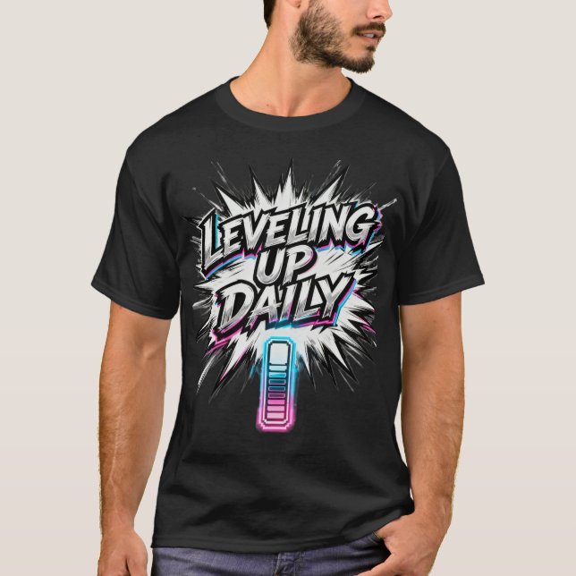 Camiseta Leveling Up Daily Anime Gym Motivation Shirt (Anverso)