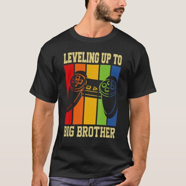 Camiseta Leveling up to Big Brother 2022 gamer boys kids me (Anverso)