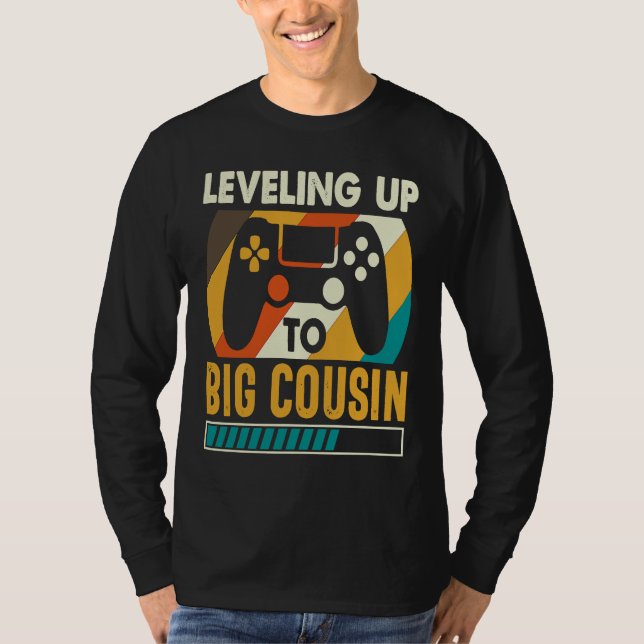 Camiseta Leveling Up To Big Cousin Baby Announcement Player (Anverso)