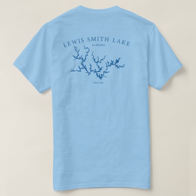 Camiseta Lewis Smith Lake Alabama Mapa de dos lados Tee (Reverso del diseño)