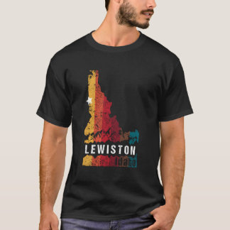 Camiseta Lewiston Idaho Retro Grunge Mapa Estatal de Noveda