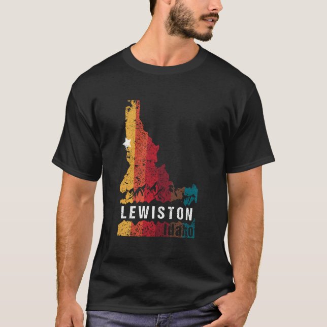 Camiseta Lewiston Idaho Retro Grunge Mapa Estatal de Noveda (Anverso)