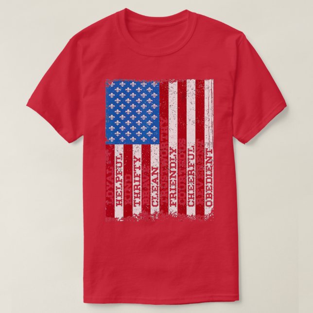 Camiseta Ley Scout Patriótico Scouts Lover US Flag Boy Gir (Diseño del anverso)