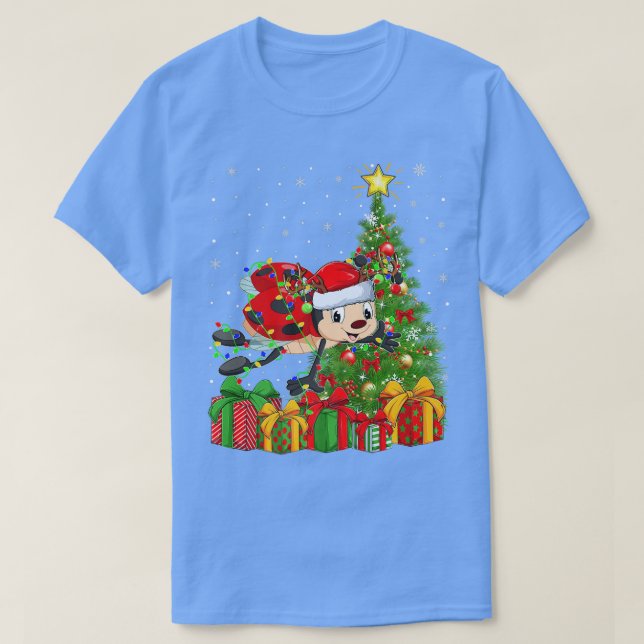 Camiseta Leybird Lighting Xmas Tree Santa Hat Ladybird Chr (Diseño del anverso)