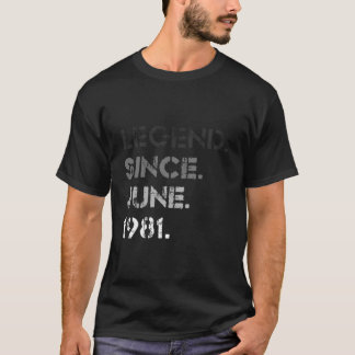 Camiseta Leyenda Apenada Desde Junio 1981 42 Cumpleaños 42