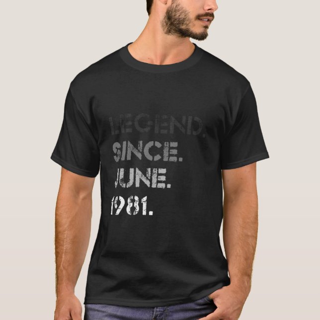 Camiseta Leyenda Apenada Desde Junio 1981 42 Cumpleaños 42 (Anverso)