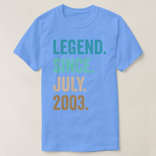 Camiseta Leyenda de 19 años desde julio de 2003 19º cumplea (Diseño del anverso)