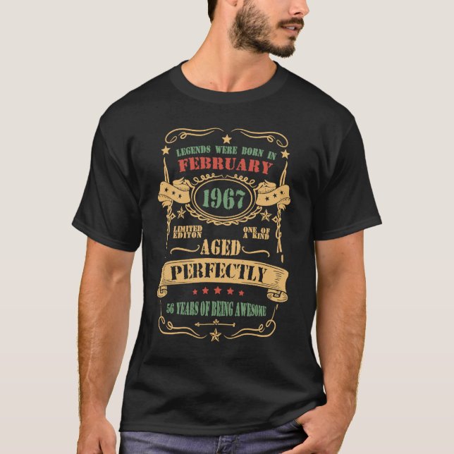 Camiseta Leyenda de 56 años desde febrero de 1967 56º nacim (Anverso)