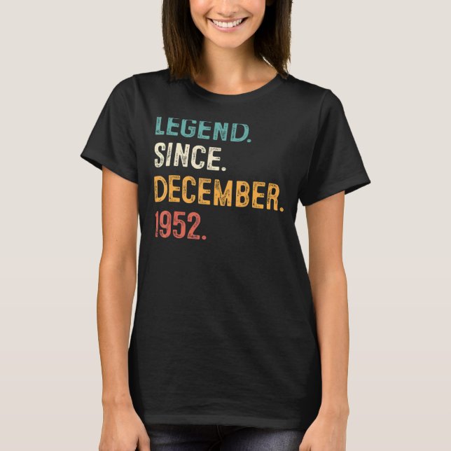 Camiseta Leyenda de 70 años desde diciembre de 1952 70th Bd (Anverso)