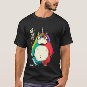 Camiseta Leyenda de arte japonés de unicornio gordo Rare Un