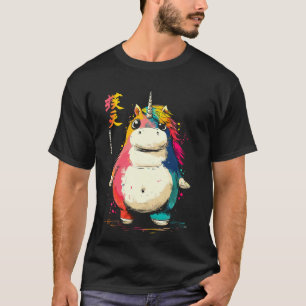 Camiseta Leyenda de arte japonés de unicornio gordo Rare Un