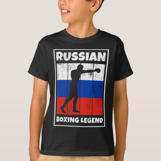 Camiseta Leyenda de boxeo rusa con bandera para boxeador ru (Anverso)