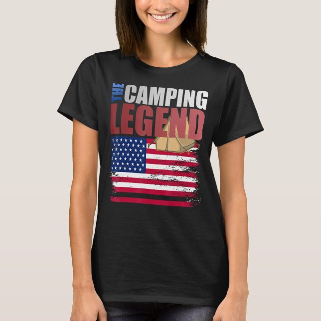 Camiseta Leyenda de camping Bandera estadounidense para pap (Anverso)