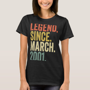 Camiseta Leyenda de cumpleaños número 22 años desde marzo d