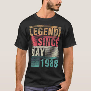 Camiseta Leyenda de época desde mayo de 1988 Feliz cumpleañ