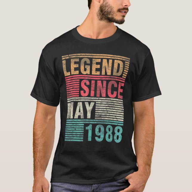 Camiseta Leyenda de época desde mayo de 1988 Feliz cumpleañ (Anverso)